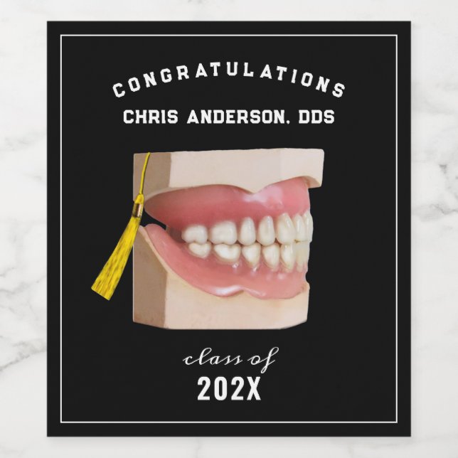 Dentista Graduação Gradua Etiqueta de Vinho (Rótulo Único)