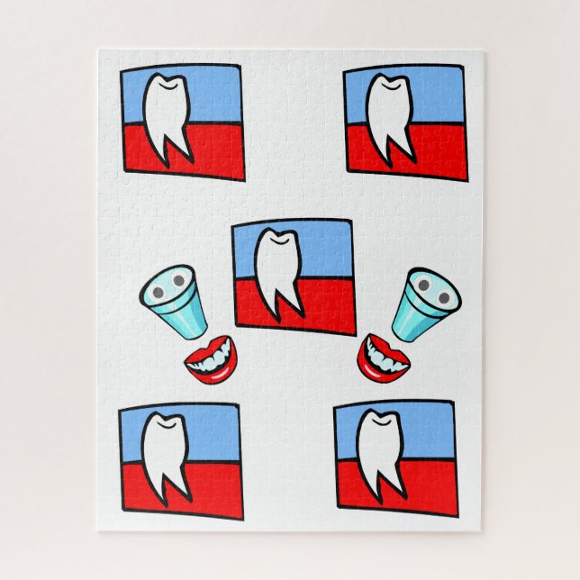 Dentista quebra-cabeça Vermelho e Azul (Vertical)
