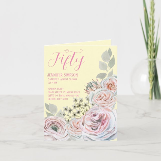 Dentro de convite de cartão de aniversário dobrado (Frente)