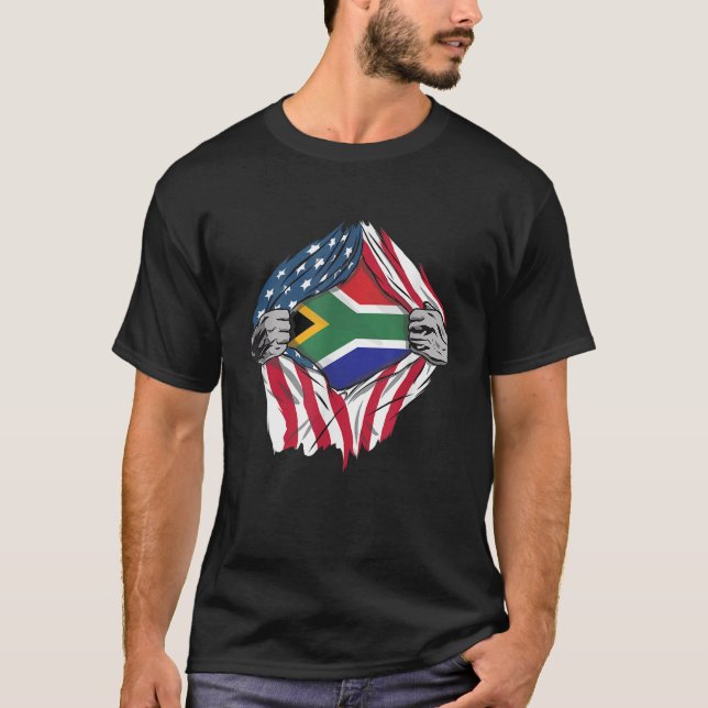 Dentro de Sangue Africano Camisa Bandeira da Áfric (Frente)