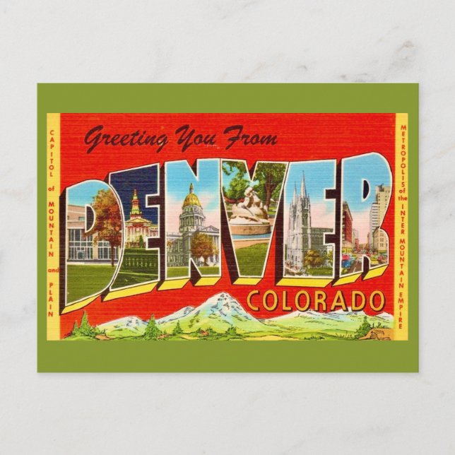 Denver Colorado Cartão Postal Antigo (Frente)