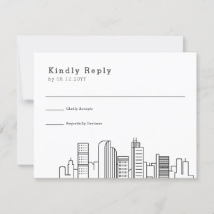 Denver, Colorado Wedding RSVP Skyline Estilizado
