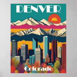 Denver Skyline Colorado Viagem Wall Poster