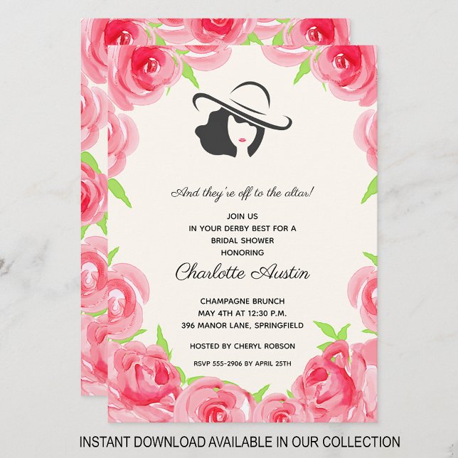 Derby Chá de panela Veste um Hat Invtions (INSTANT DOWNLOAD available in our collection to send your invitations digitally.)
