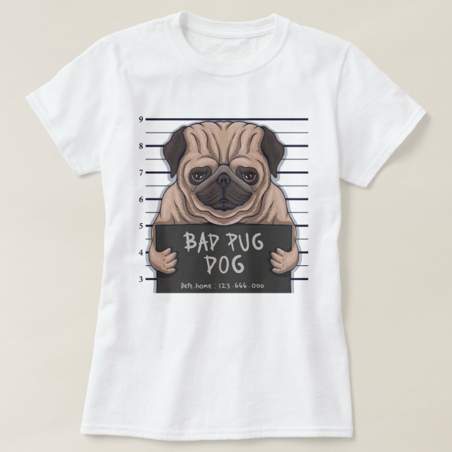 Derpy Bad Pug T-Shirt (Frente do Design)