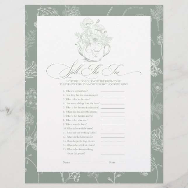 Derramar O Jogo Do Chá de panela Do Chá (Frente)