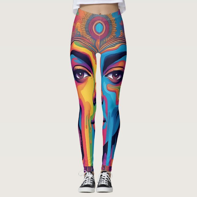 Derreter Leggings de Realidade - Arte Psicodélica  (Frente)