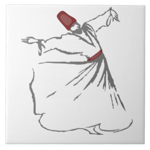 Dervish girando - azulejo vermelho marrom