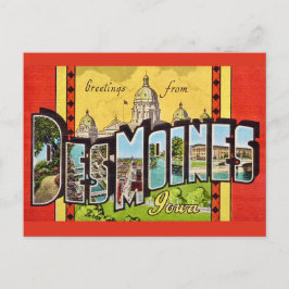 Des Moines Iowa Cartão Postal Antigo