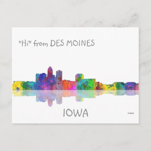 DES MOINES, IOWA SKYLINE - Cartões postais