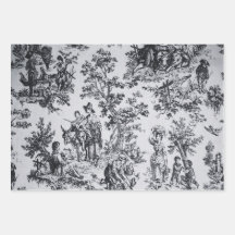 Desanexação a preto e branco do toile de jouy