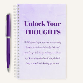 Desbloqueie seus pensamentos Notebook roxo motivac