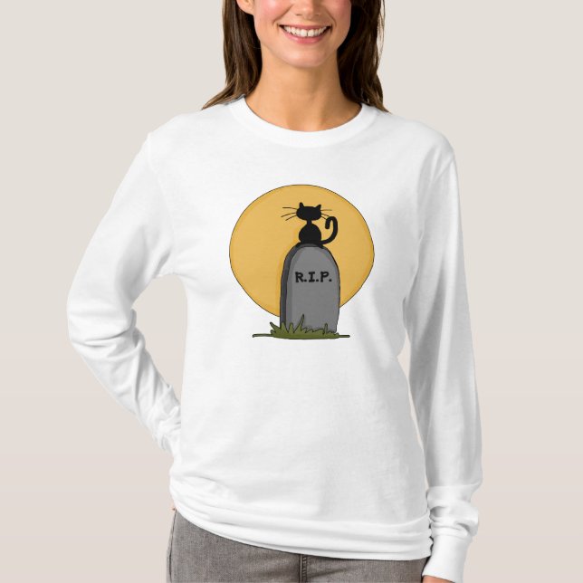 Descanse na Camisa de Capa Longa do Halloween (Frente)