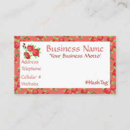 Desconto Bonito Cartão de visita Flor De Coral E Vermelho