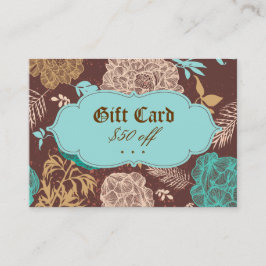 Desconto Cartão de presente azul floral de Brown da cerceta