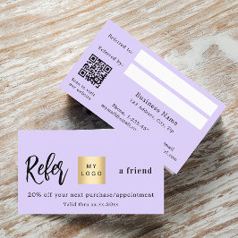 Desconto Cartão de referência do logotipo comercial violeta