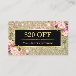 Desconto Coupon Beauty Salon Floral Dourada Glitte