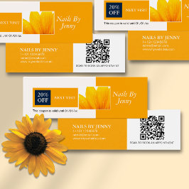 Desconto das Unhas Florais Brancas Laranja Moderna