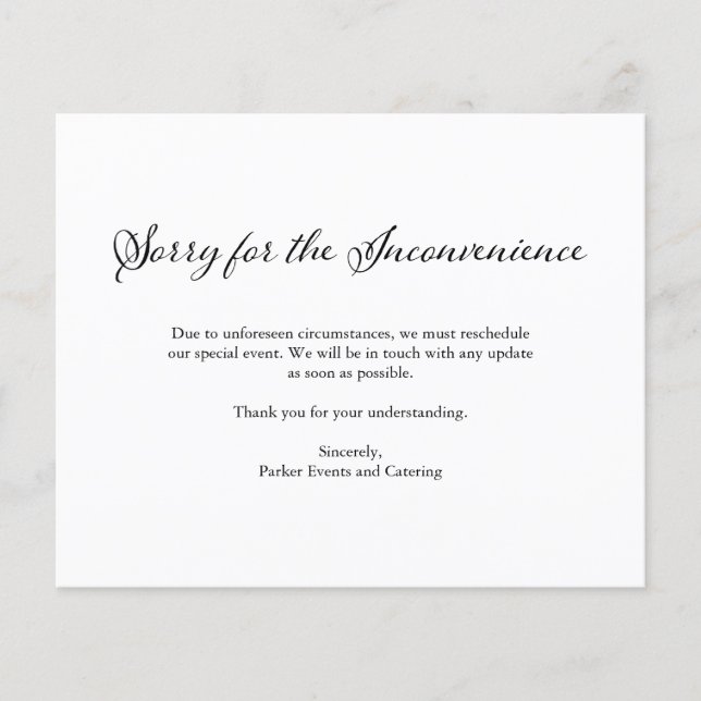 Desculpe | Anúncio de cancelamento orçamental (Frente)