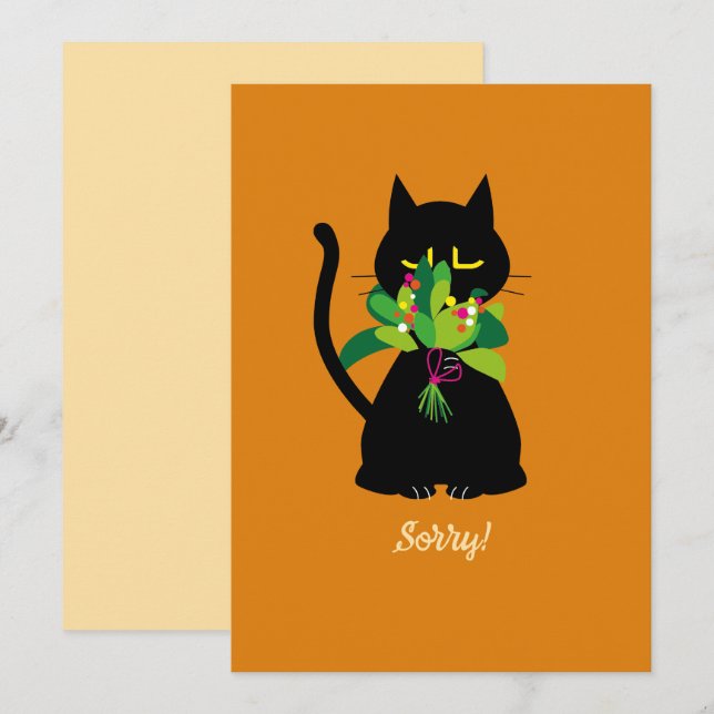 DESCULPE! Cartão de Saudação de Gato Negro Engraça (Frente/Verso)