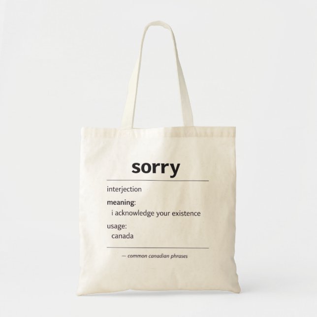 desculpe – definição de bolsa de tote de frase com (Frente)