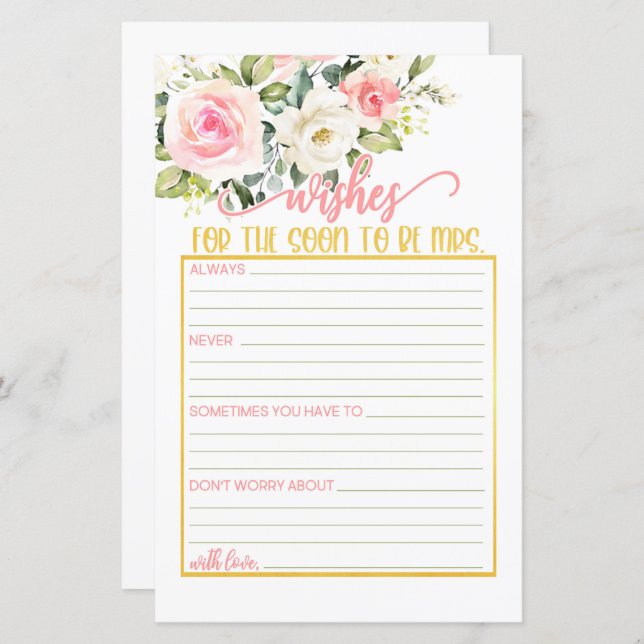 Deseja que em breve seja a Sra. - Rosa Floral e Do (Frente/Verso)