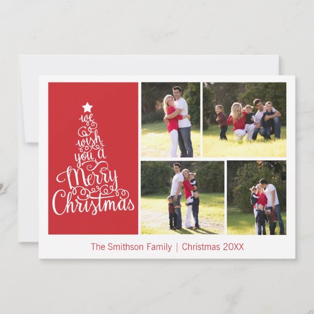 Desejamos a você um feliz cartão vermelho fotográf (Frente)