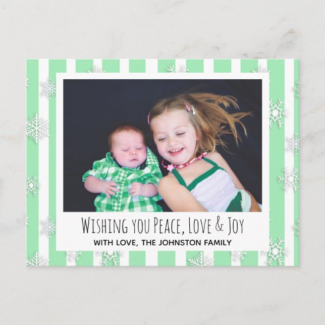 Desejando-lhe paz, amor e alegria Cartão de Natal (Frente)