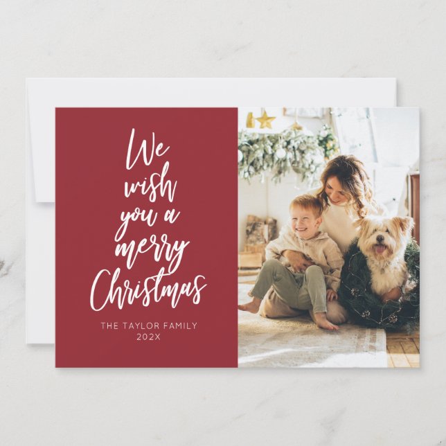 Deseje um Feliz Cartão de Férias Vermelhas de Nata (Frente)