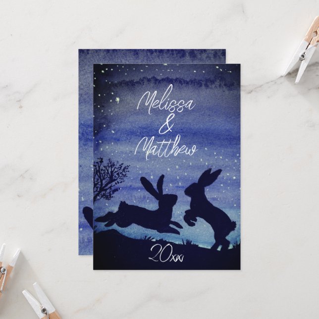 Desejo de Aniversário da Noite Azul do Coelho Pers (Frente/Verso In Situ)