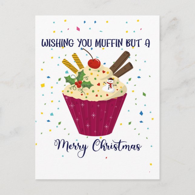 Desejo-lhe muffin mas um Cartão de Natal Feliz (Frente)
