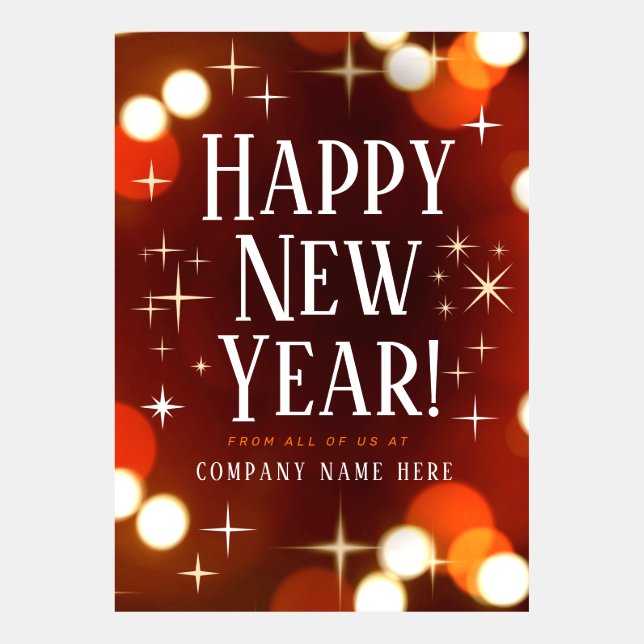 Desejo-lhe um Feliz ano novo com estrelas e luzes (Frente)