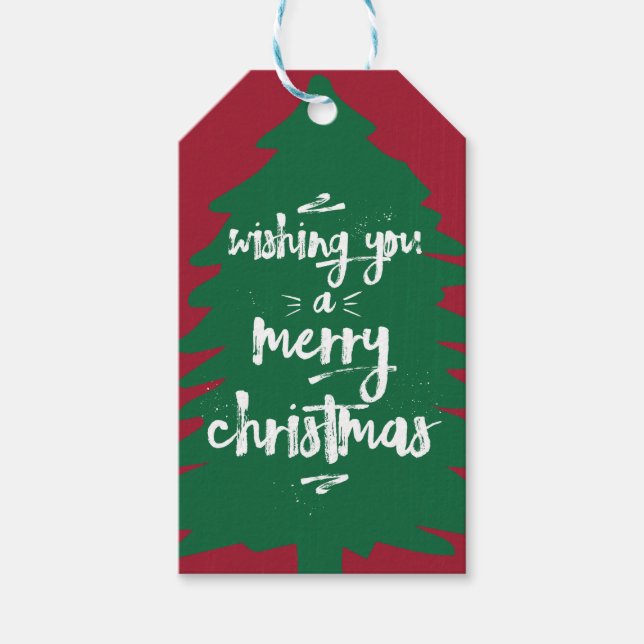 Desejo-te um Feliz Natal | Árvore | Etiqueta de pr (Frente)