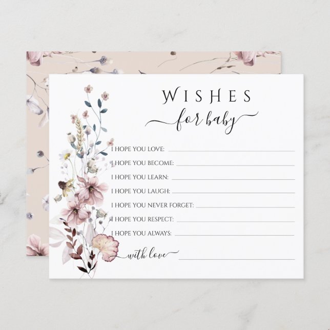 Desejos Boho de Flor Silvestre para o Bebê Jogo (Frente/Verso)