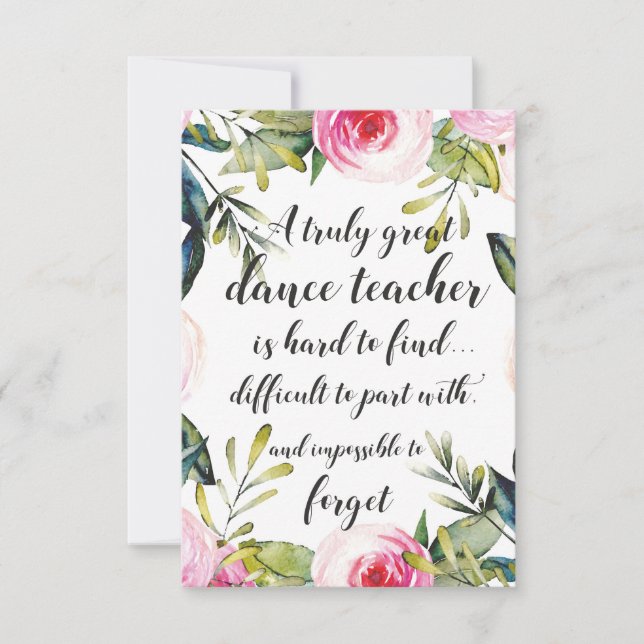 Desejos de agradecimento ao professor de dança (Frente)