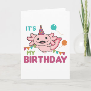 Desejos de Axolotl É Meu Aniversário Cartão Fofo d