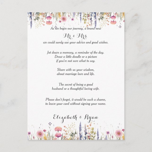 Desejos de Conselhos de Casamento Cartão de Consel (Frente)