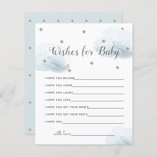 Desejos de Estrela Brilhante para Bebê Azul Consel (Frente/Verso)