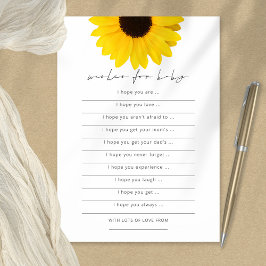 Desejos de girassol para cartão de Chá de fraldas