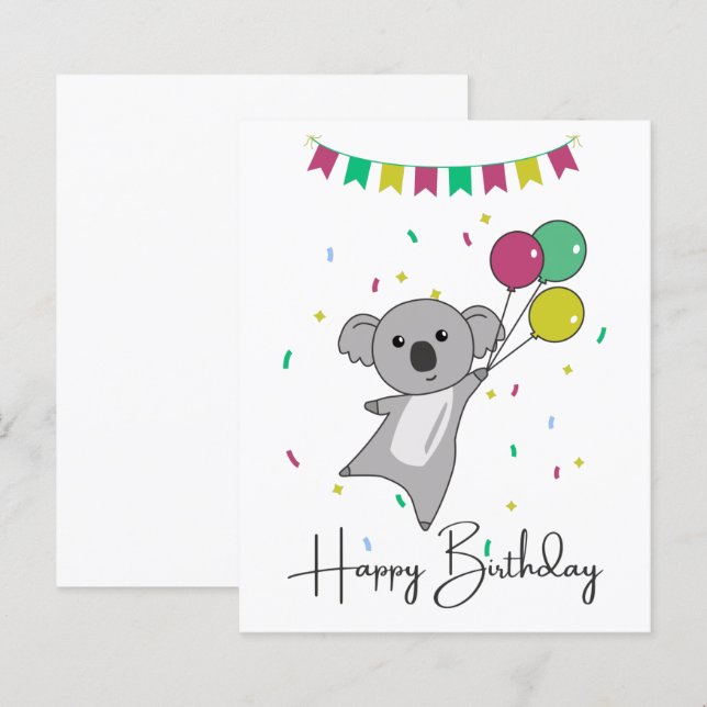 Desejos de Koala Feliz Aniversário para Você Koala (Frente/Verso)
