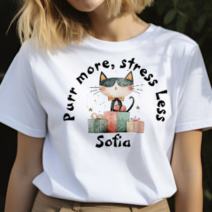 Desejos de Natal Nome de Mães de gato - Camisa neg