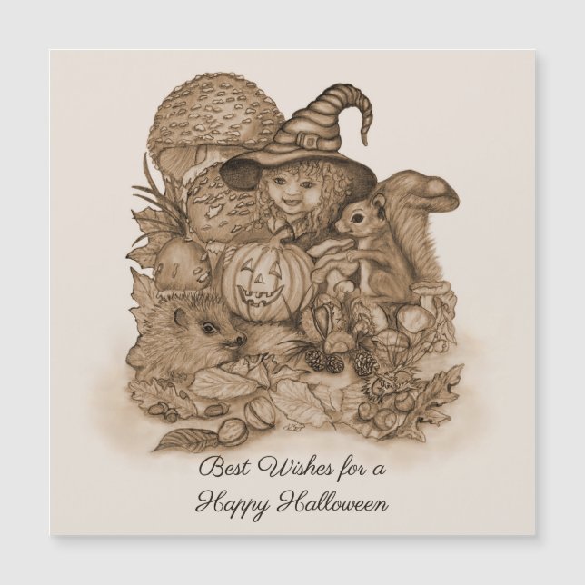 Desejos de um Feliz Halloween cartão magnético (Frente)