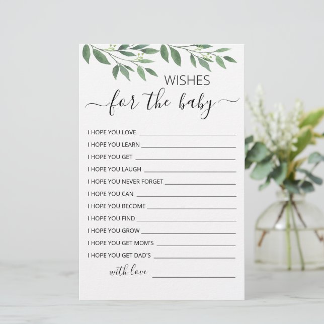 Desejos editáveis para a placa de Chá de fraldas (Em pé/Frente)