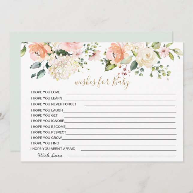 Desejos Florais para Convite de Jogo de Chá de fra (Frente/Verso)