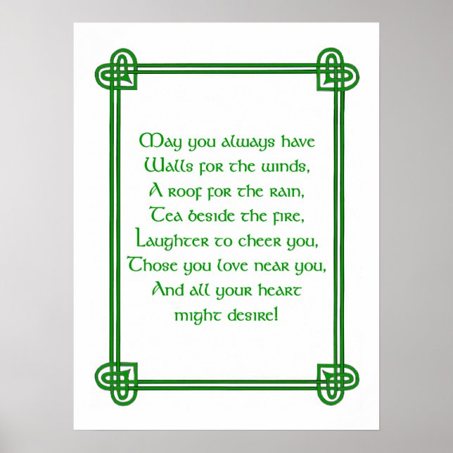 Desejos irlandeses com Celtic design ou poster imp (Frente)
