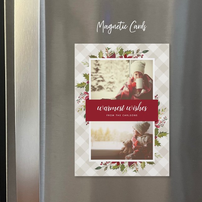 Desejos mais calorosos Cartão com fotos magnético  (Criador carregado)