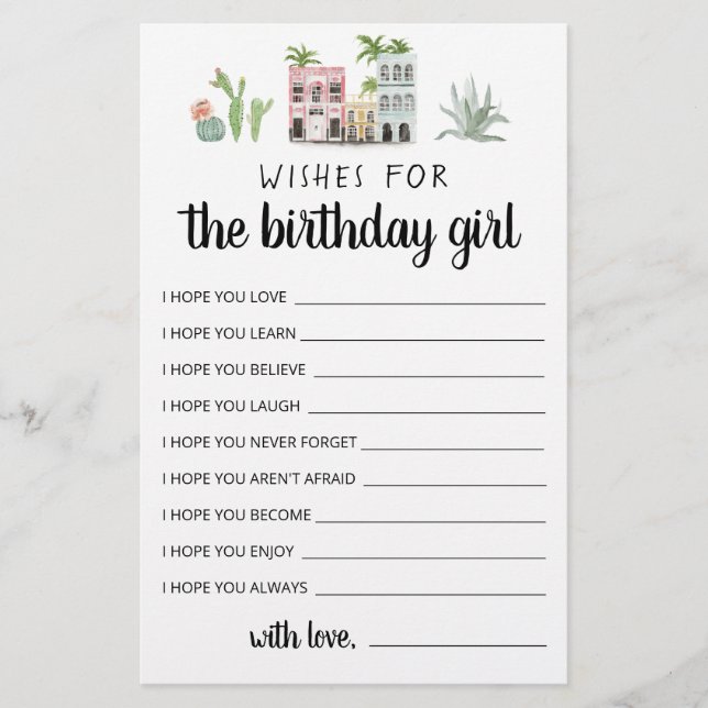 Desejos Para a Menina do Aniversário  (Frente)