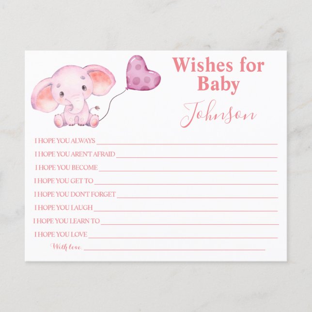 Desejos Para Bebê | Elefante Bebê | Cartão de Chá  (Frente)