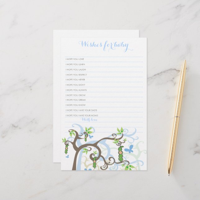 Desejos Para Bebê-Menino De Ervilha Em Um Jogo De  (Frente/Verso In Situ)