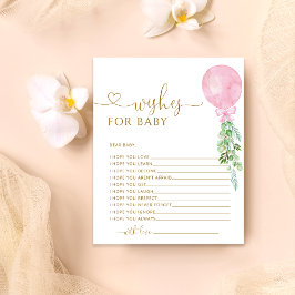 Desejos para Jogo de Chá de fraldas de Balão Rosa 